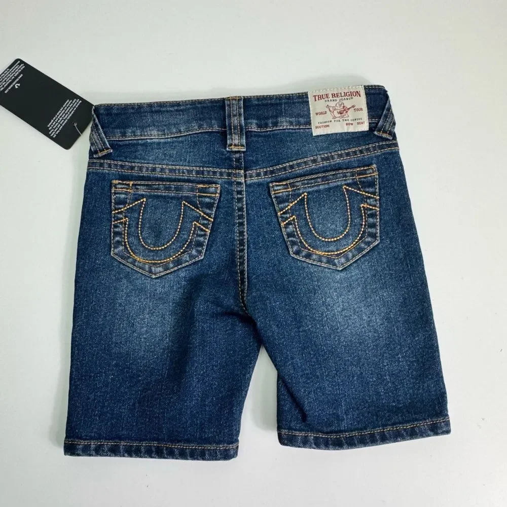 True Religion Boys Dark Blue Denim Shorts kids boys Sz 3T NWT